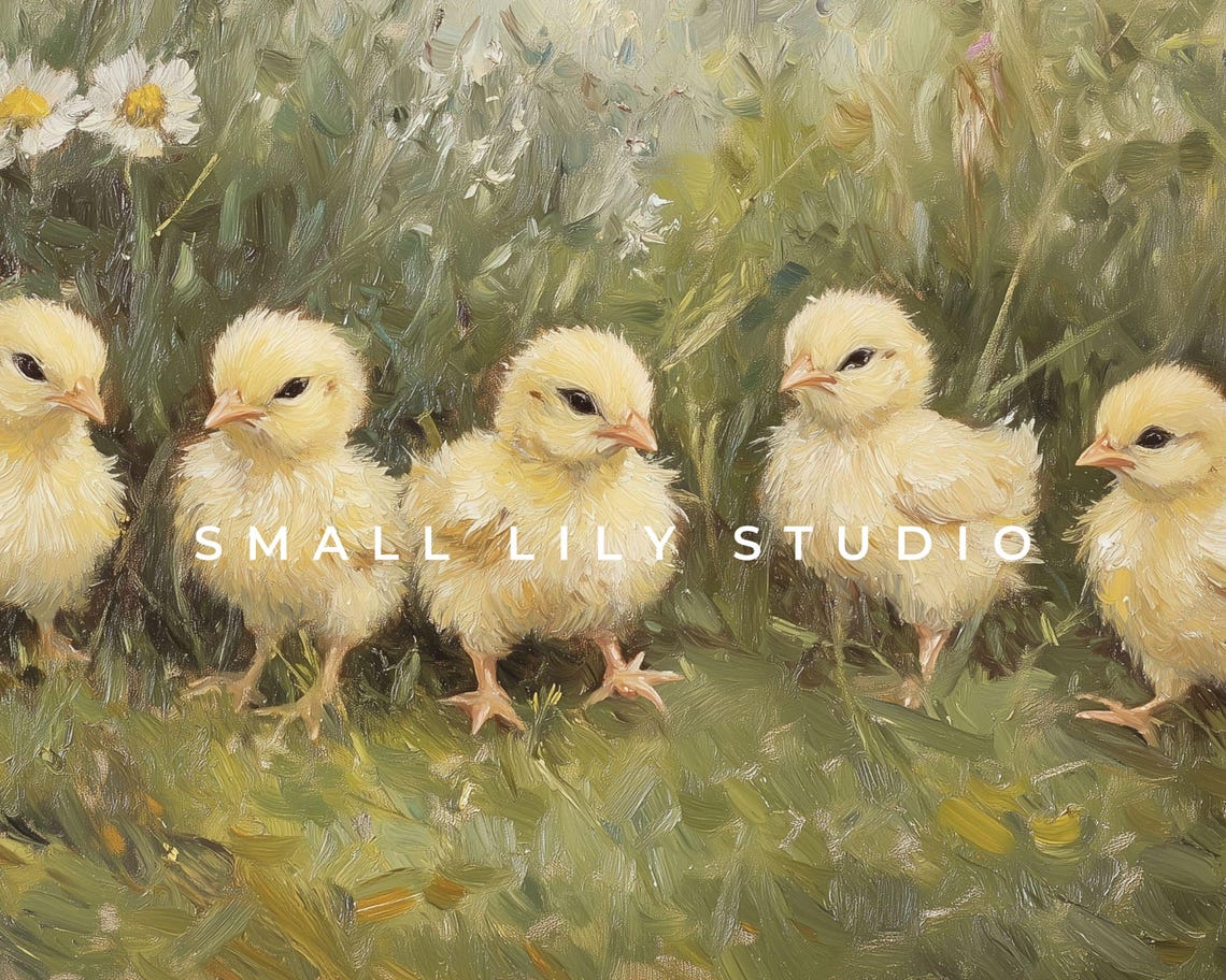 Five Yellow Baby Chicks In Daisy Field Easter Farmhouse Poster - Image 4