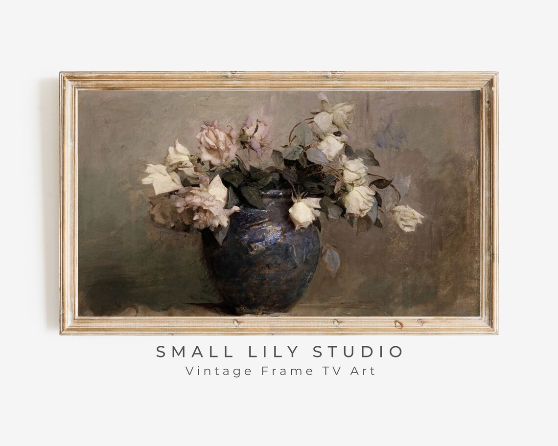 Frame Tv Art Dark Roses Dark Botanical Tv Art Frametv Art Vintage Floral Still Life Moody Flowers Tv Art Tv005