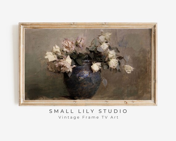 Frame Tv Art Dark Roses Dark Botanical Tv Art Frametv Art Vintage Floral Still Life Moody Flowers Tv Art Tv005
