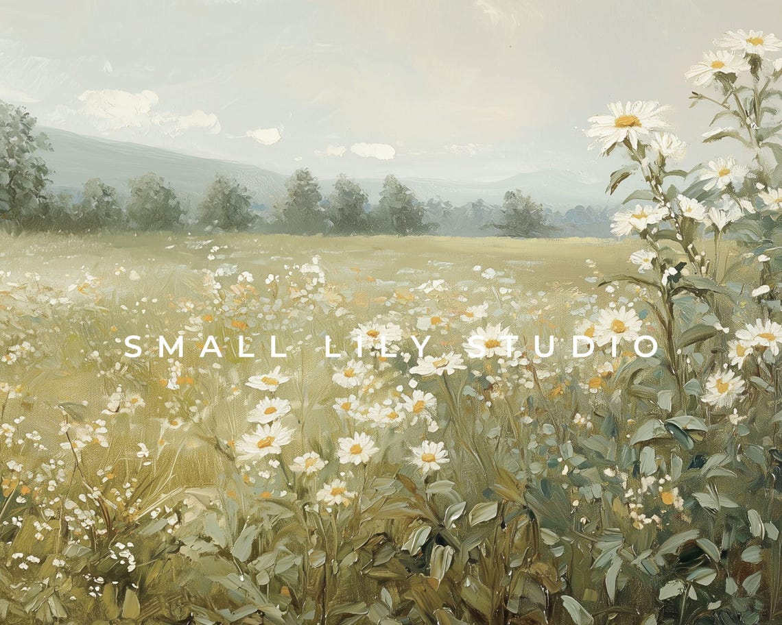 Frame Tv Art Daisies In Spring Landscape Frame Tv Art Vintage Style Painting Country Farmhouse White Wildflowers Green Art Tv625 - Image 4