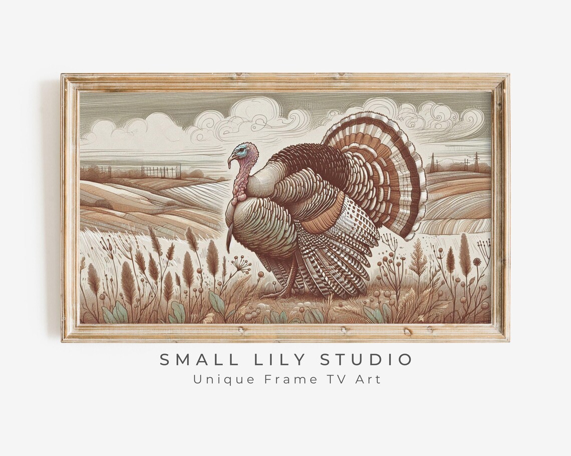 Thanksgiving Turkey Sketch, Vintage Style Art Print