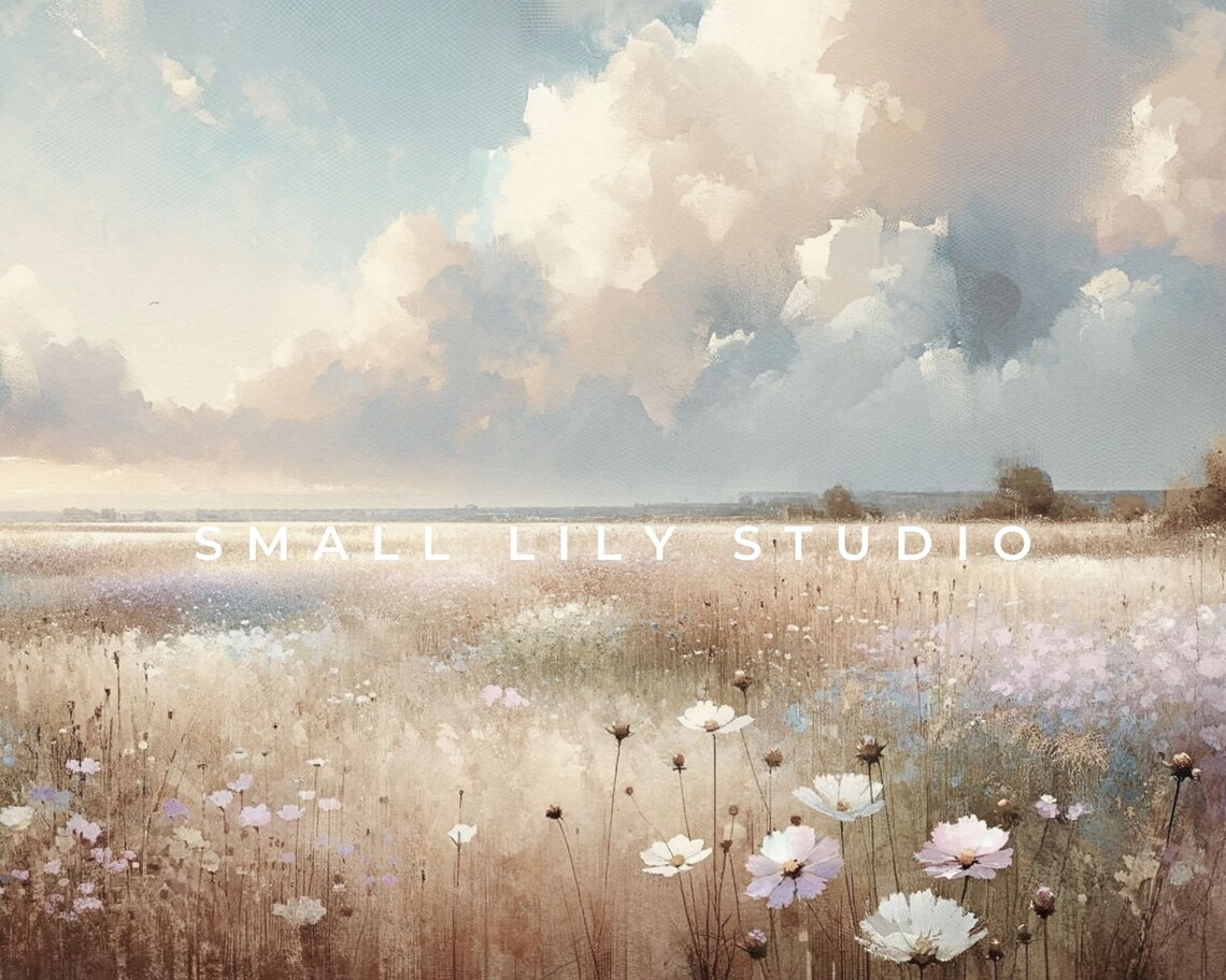 Wildflower Field Watercolor Floral Landscape Art Print - Image 4