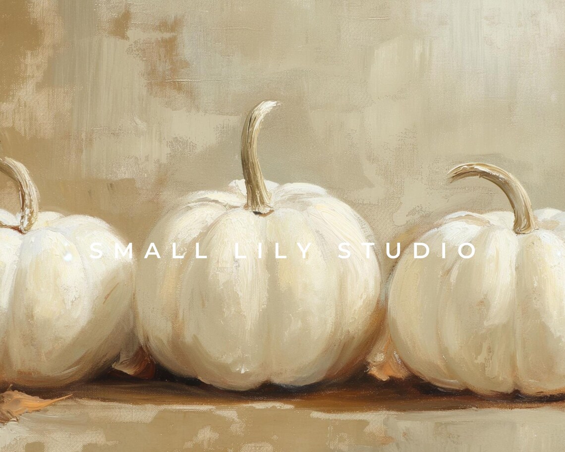 White Pumpkins Vintage Style Art Print, Autumn - Image 4