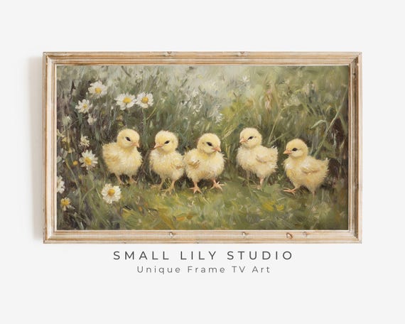 Frame Tv Art Easter Chicks Cute Easter Tv Artwork For Kids Farmhouse Easter Frame Tv Vintage Painting Style Screensaver Tv614