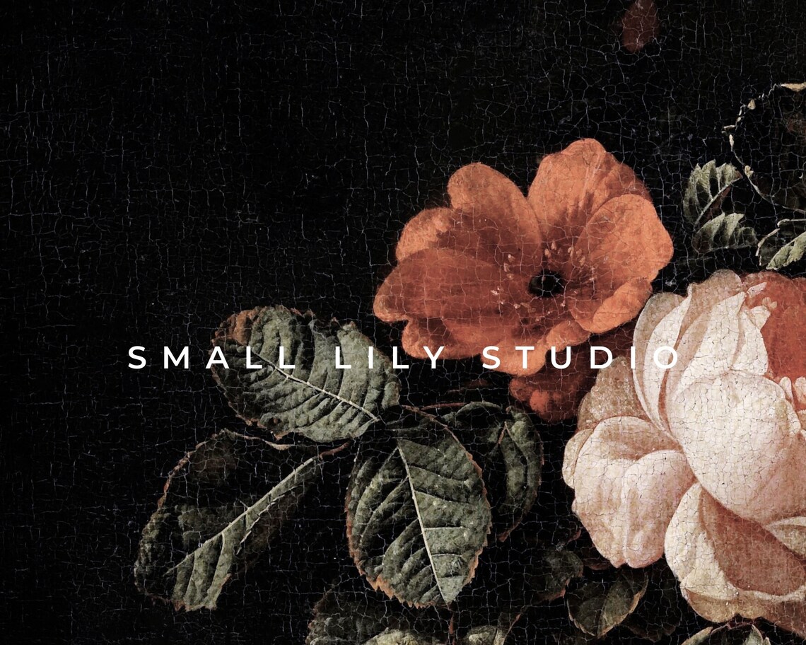 Dark Botanical Roses Pink Antique Still Life Moody Floral Poster - Image 4