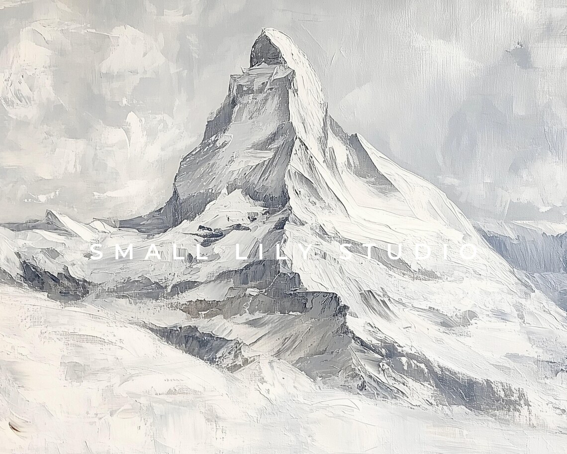 Matterhorn Switzerland Snow Peak Winter Mountain Vintage Painting Art Poster - Image 4