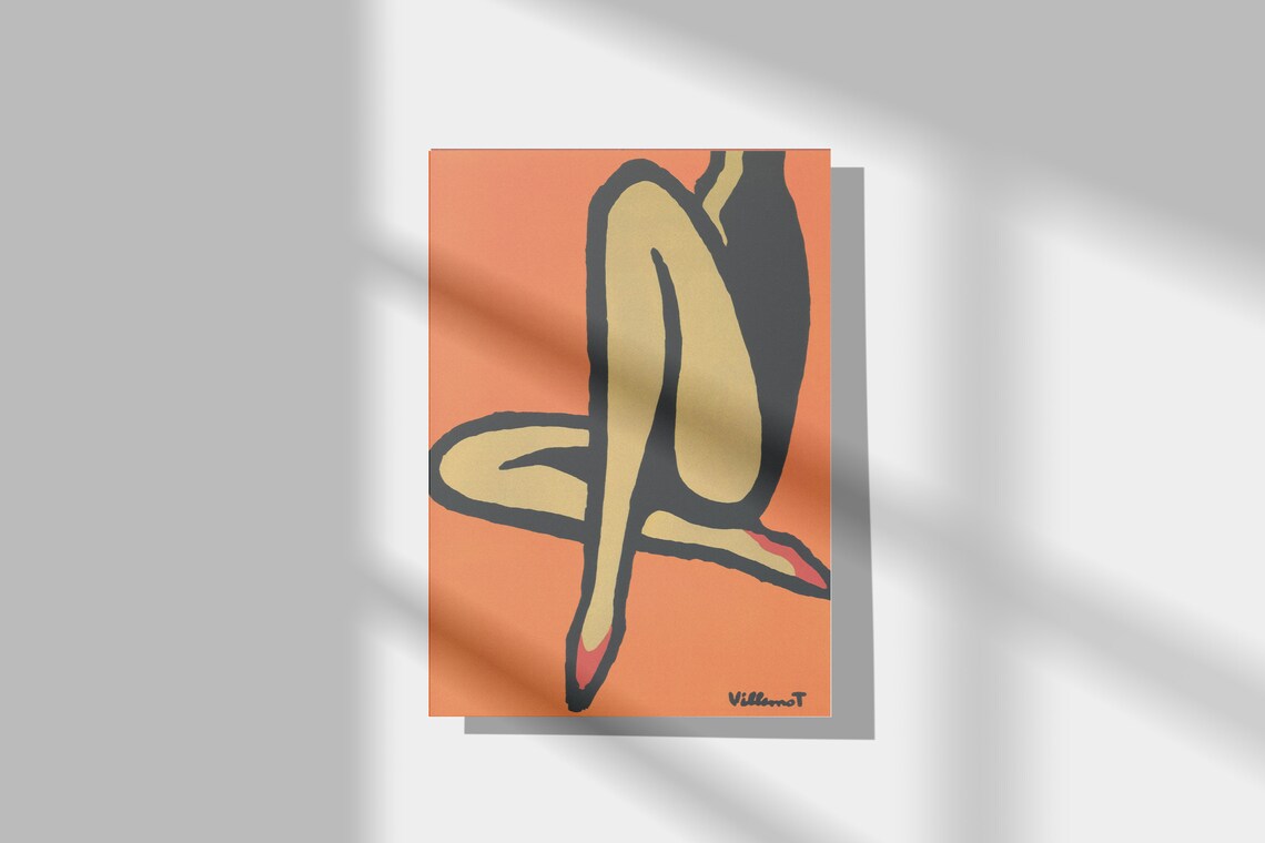 Villemot Orange Legs Heels Vintage Fashion Illustration Poster - Image 3