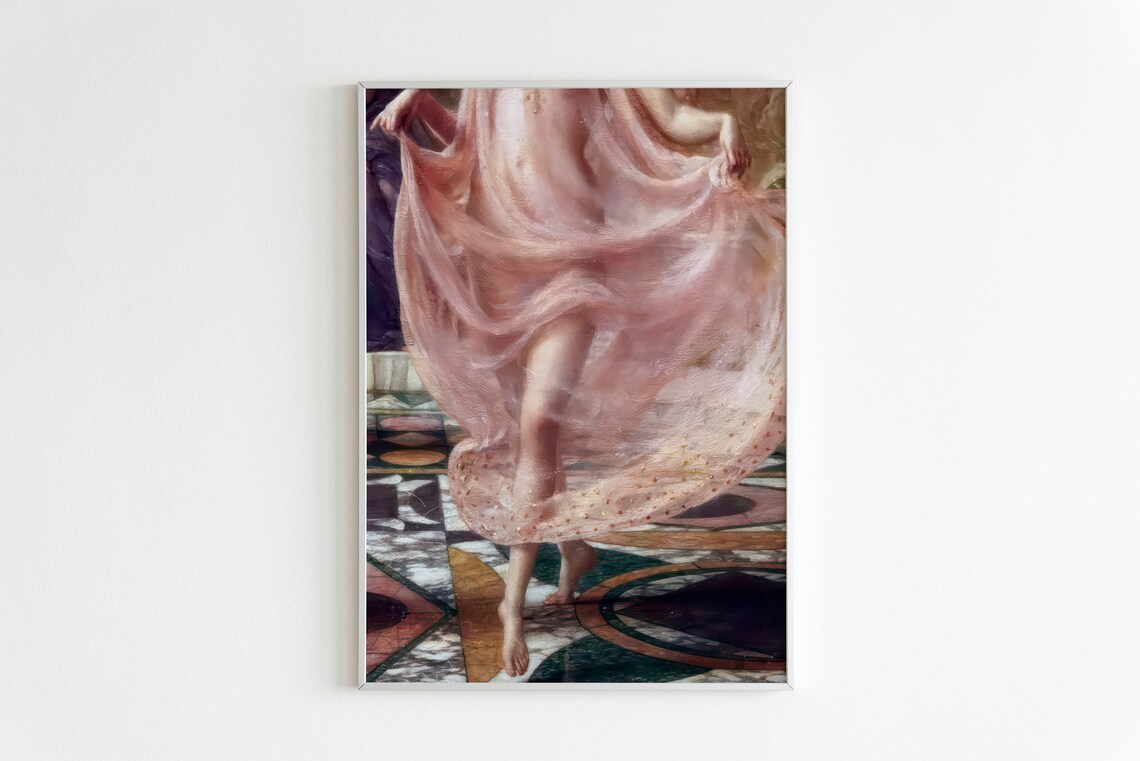 Classical Pink Veil Dancer Antique Oil Painting Repro Art Poster