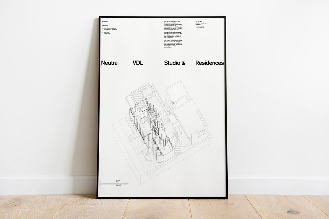Neutra VDL Studio Residences Architectural Line Drawing White Poster - Image 3