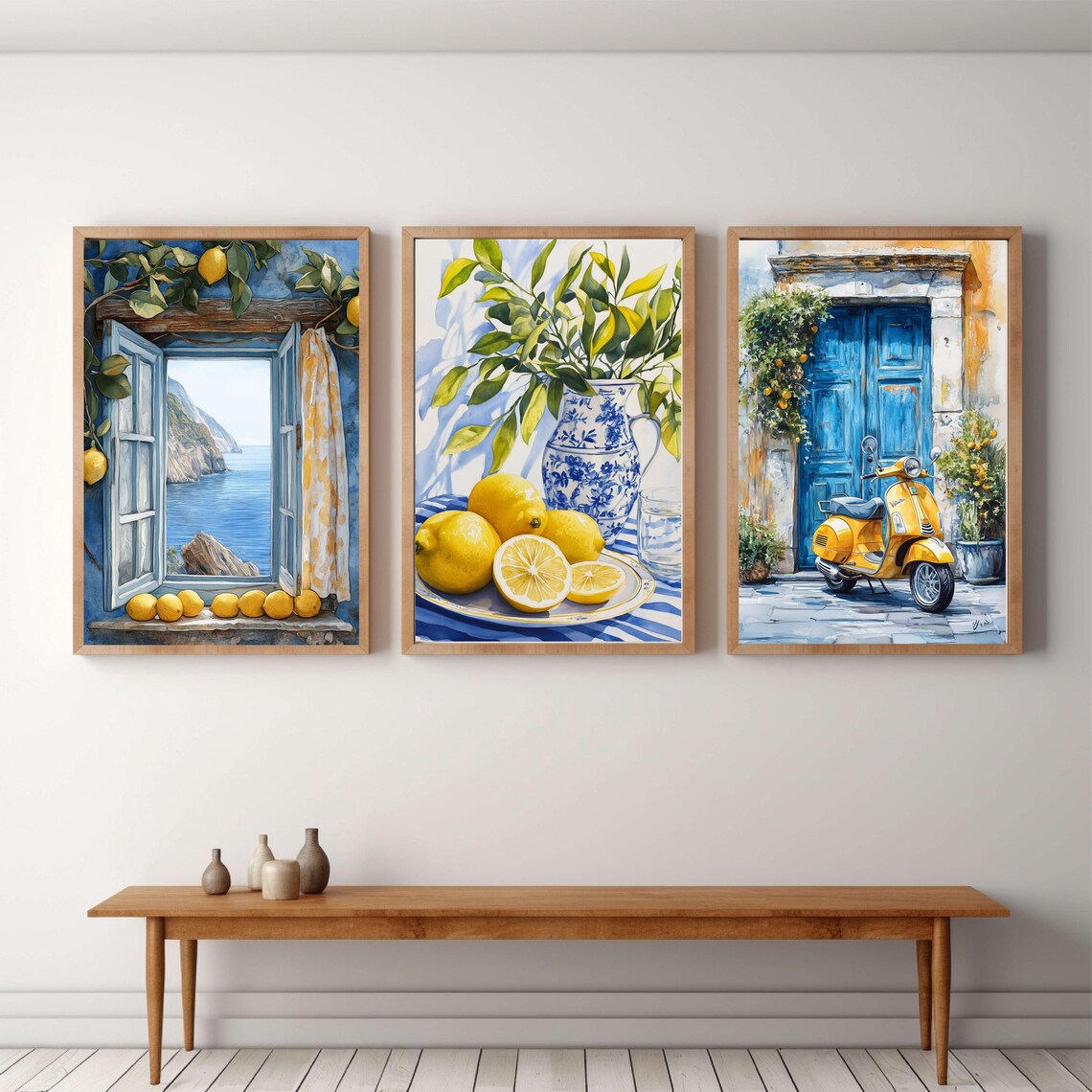 Mediterranean Italian Lemon Poster Set of 3