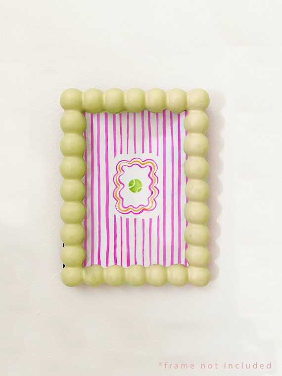 Tennis Print, Pink Striped Modern Retro Art Print
