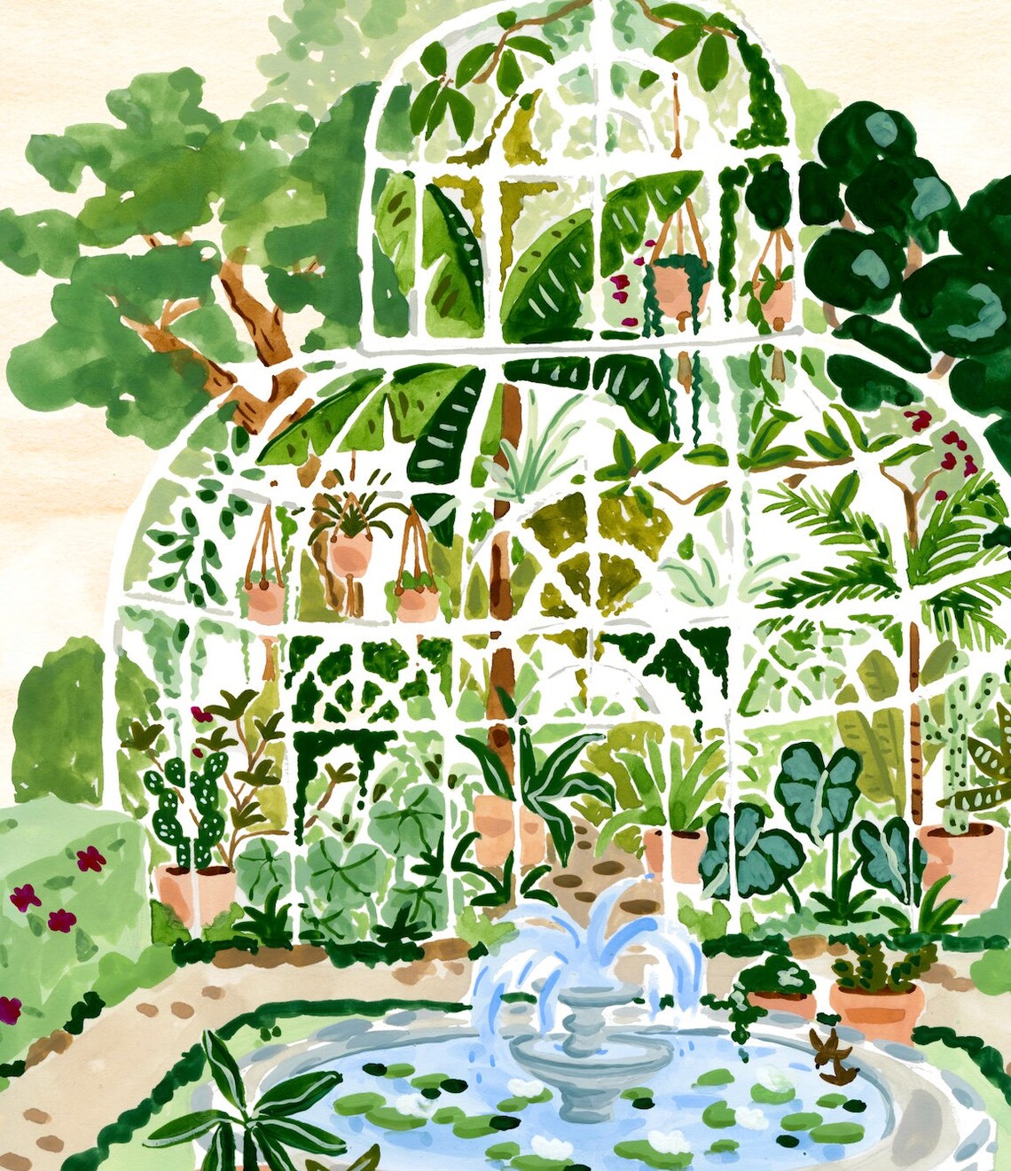 Greenhouse Garden Watercolor Botanical Art Print - Image 3