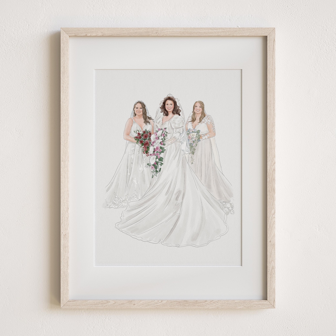 Custom Bride And Mother Portrait Watercolor Art Print