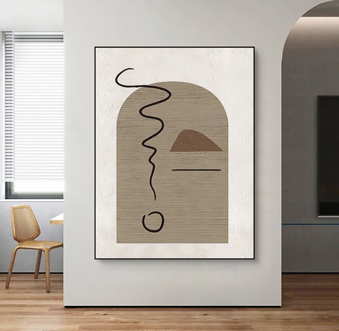 Modern Beige White Abstract Painting On Beige White Textured Wall Art Minimalist Painting Beige White Painting Wabi Sabi Wall Art - Image 5