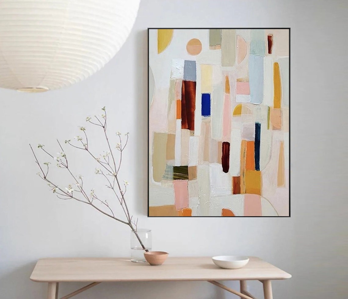 Neutral Color Abstract Painting Large Modern Palette Knife Texture Colorful Abstract Wall Art Oversize Framed Oil Painting Artwork - Image 5