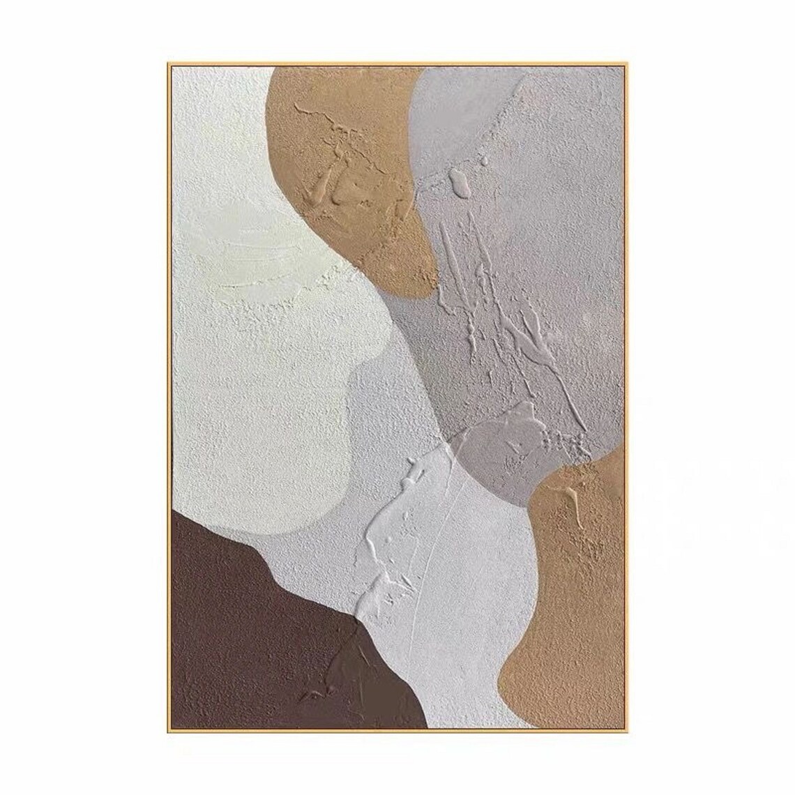 Gray And White Abstract Painting On Gray White Textured Wall Art Gray White Painting Brown Painting Gray White Wall Art - Image 2