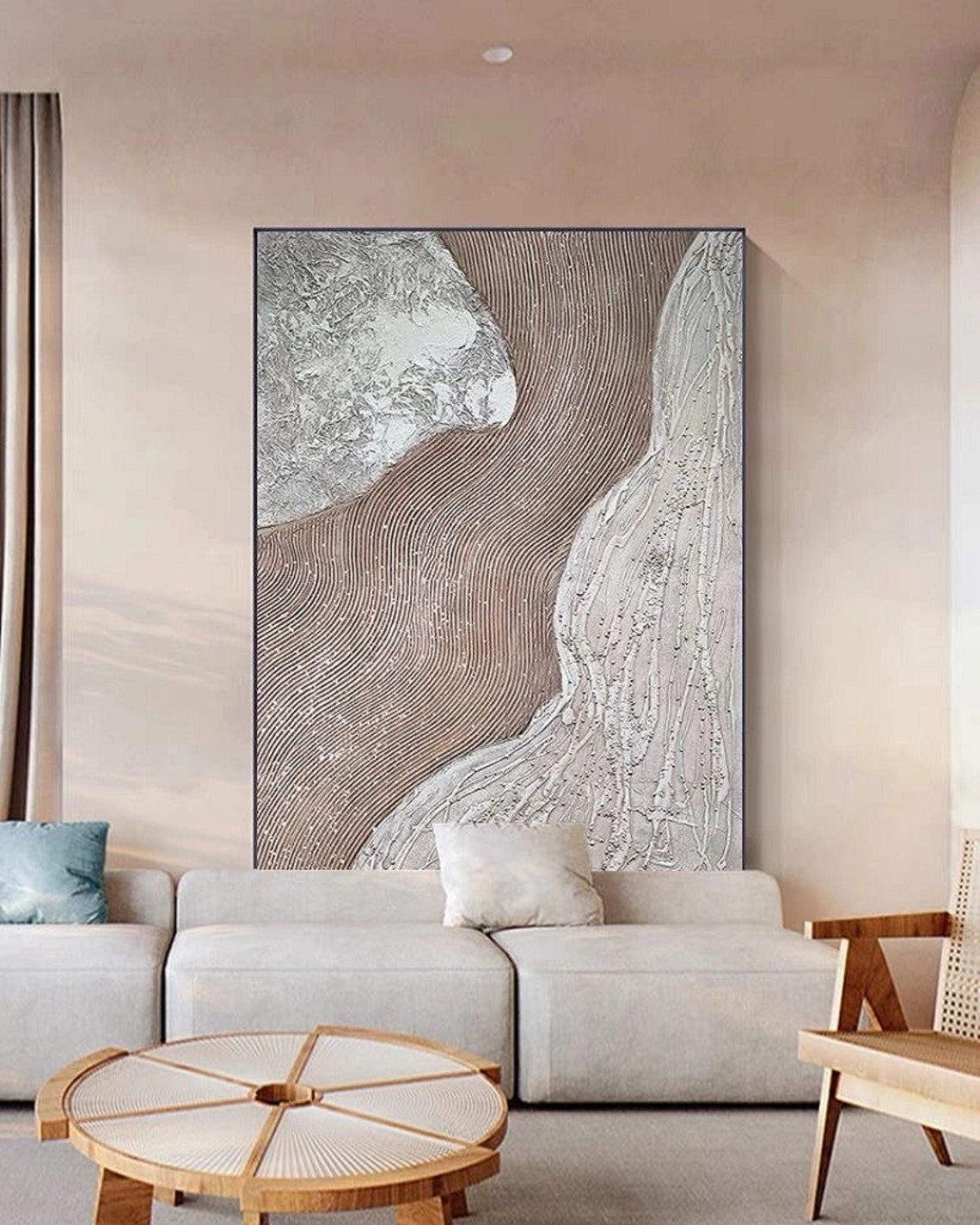 Bronze Silver Textured Wave Abstract Modern Luxury Art Poster - Image 5