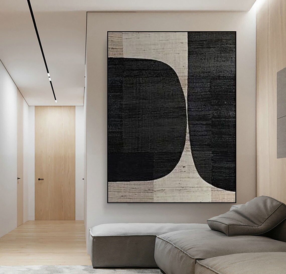 Twin Black Forms Cream River Textured Minimalist Neutral Poster - Image 3