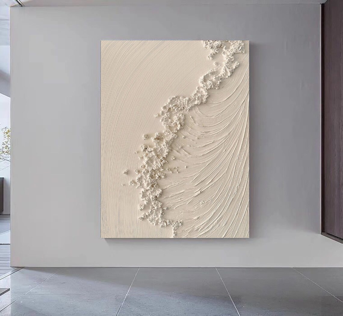 Raised Ivory Vein Texture With Flowing Carved Wave Lines Poster - Image 5