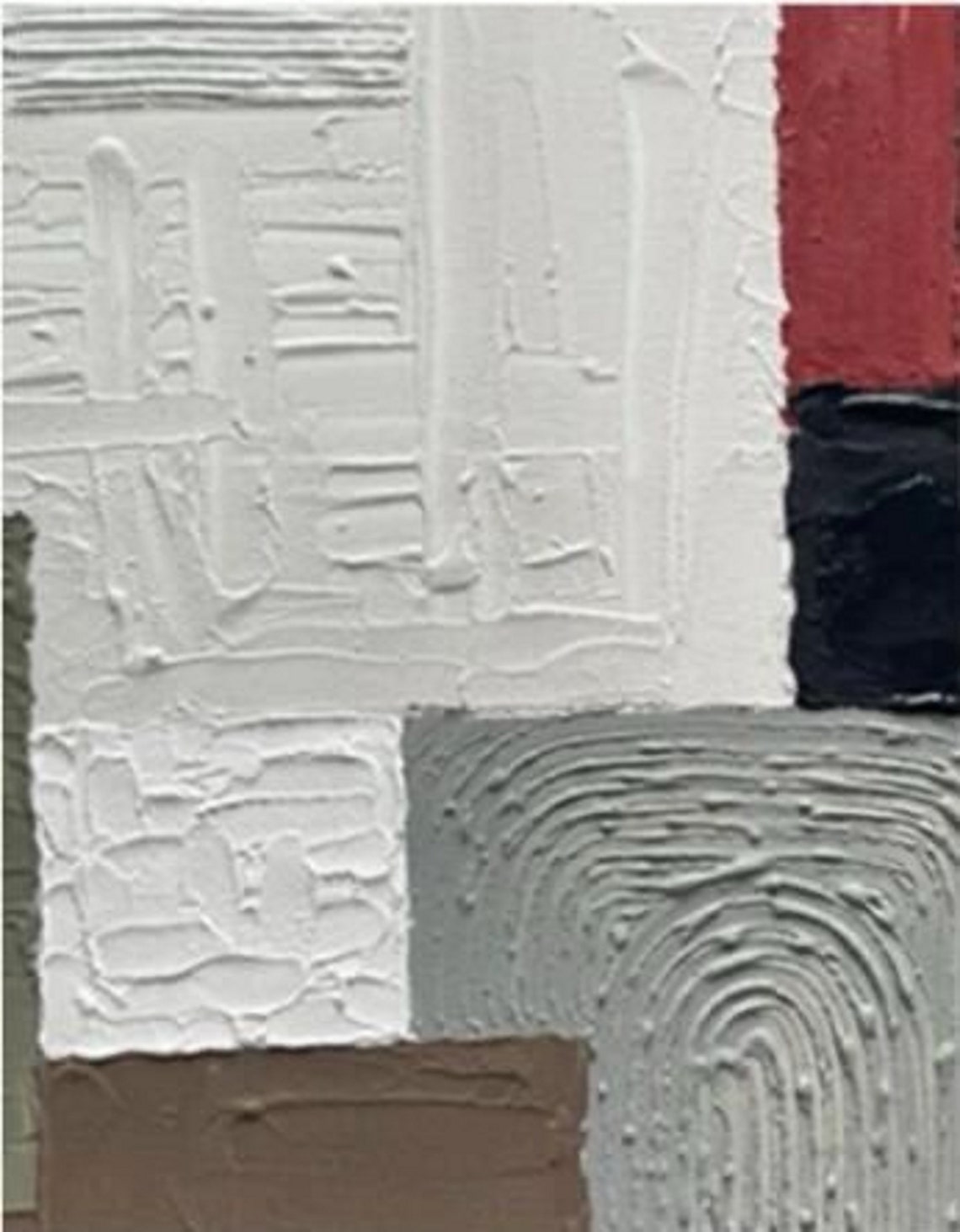 Red Ochre Gray Green Impasto Blocks Textured Modern Decor Poster - Image 2