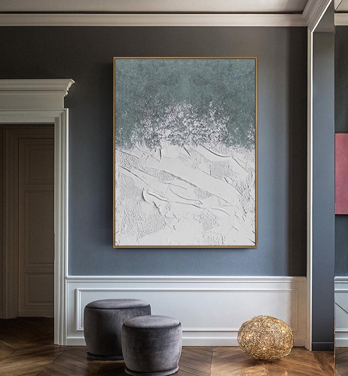 Wabi Sabi Wall Art Gray White Minimalist Abstract Painting On Boho Textured Wall Art Neutral Wall Decor Painting Entrance Wall Art - Image 4