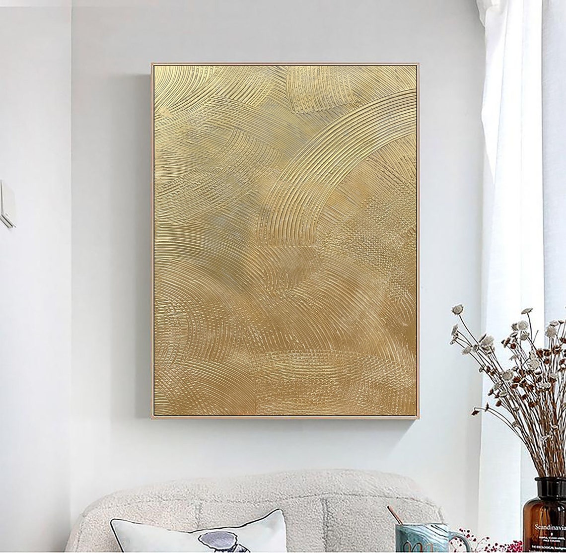 Gold Textured Engraved Swirl Glam Luxury Abstract Art Poster - Image 3