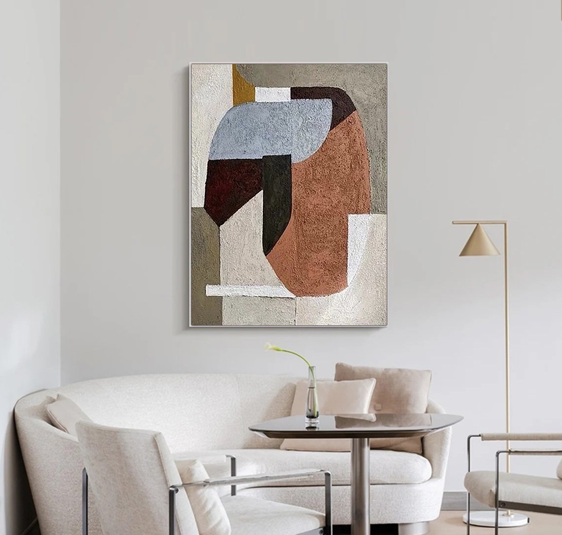 Wabi Sabi Minimalist Wall Art Abstract Oil Painting On Boho Textured Wall Art Painting Neutral Wall Decor Entrance Wall Art Decor - Image 3