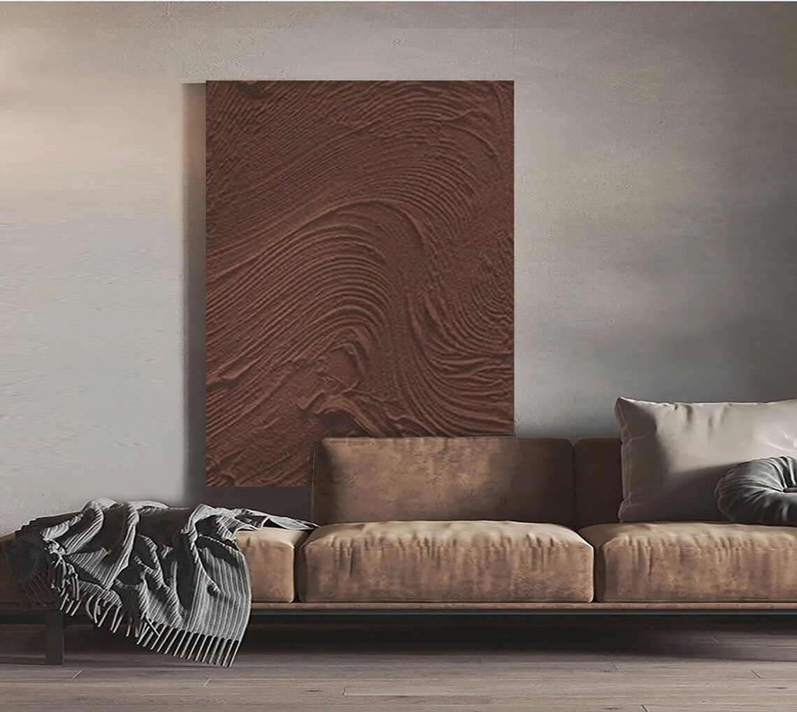 Brown 3d Textured Wall Art Brown Abstract Painting On Brown Wall Art Brown Textured Art Brown Abstract Art Painting 3d Brown Wall Art - Image 2