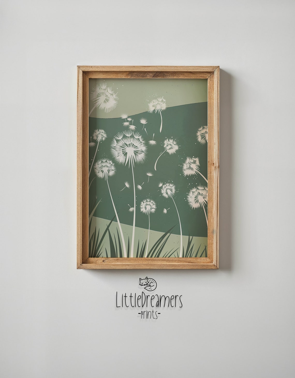 Wild Dandelion Meadow Rolling Green Hills Botanical Wall Art Poster - Image 6