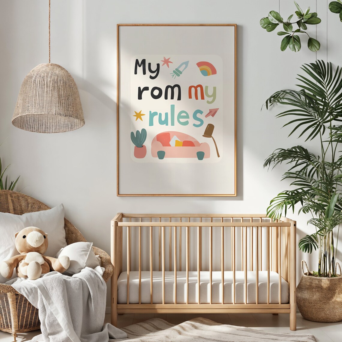 My Room My Rules Kids Playroom Typography Quote Nursery Poster - Image 2