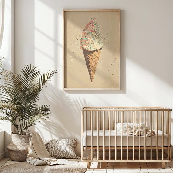 Ice Cream Cone Print Nursery Wall Art Kids Posters Decor Sweet Treat Instant Playroom Art