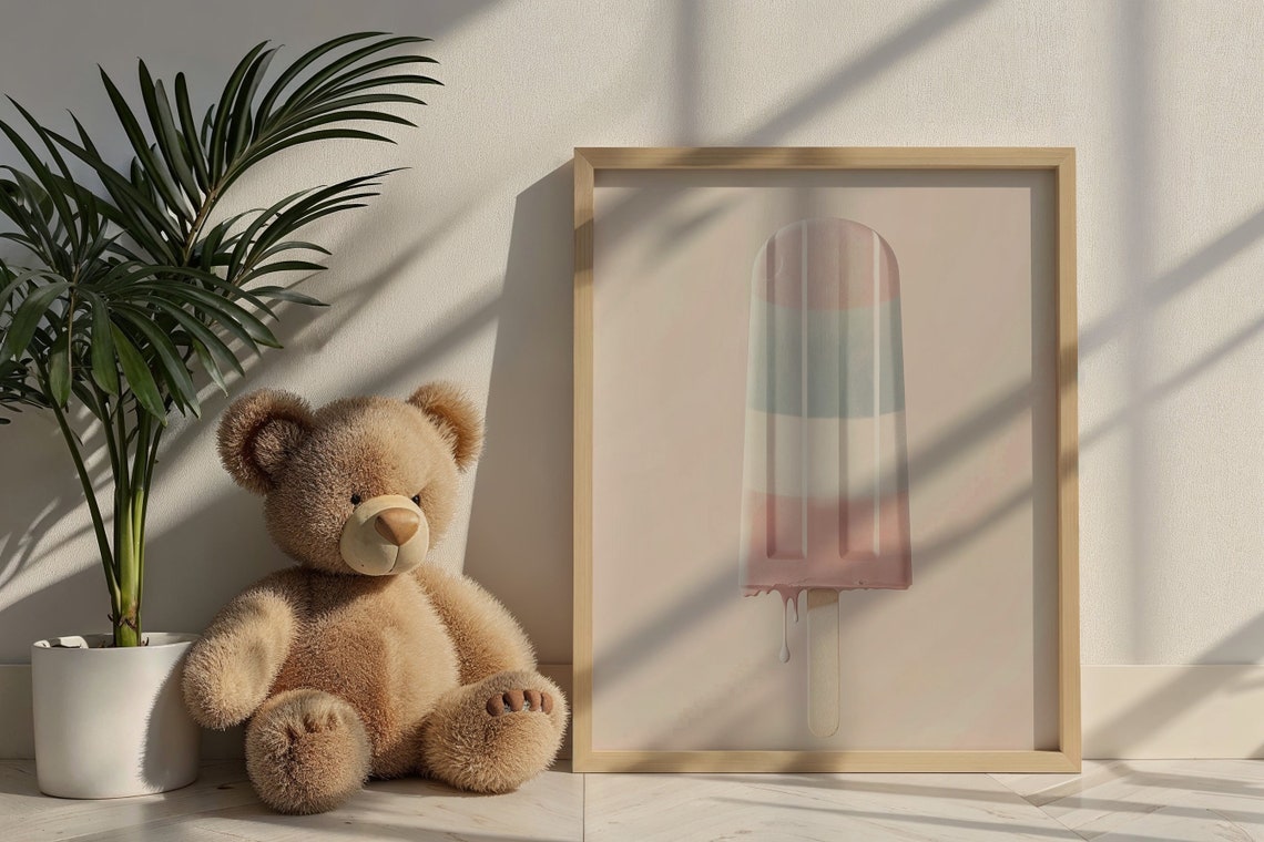 Melting Pastel Popsicle Ice Cream Art Kitchen Nursery Kids Room Poster - Image 4