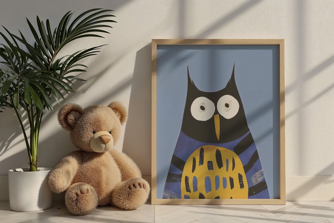 Owl Nursery Wall Art, Whimsical Bird Kids Poster - Image 5