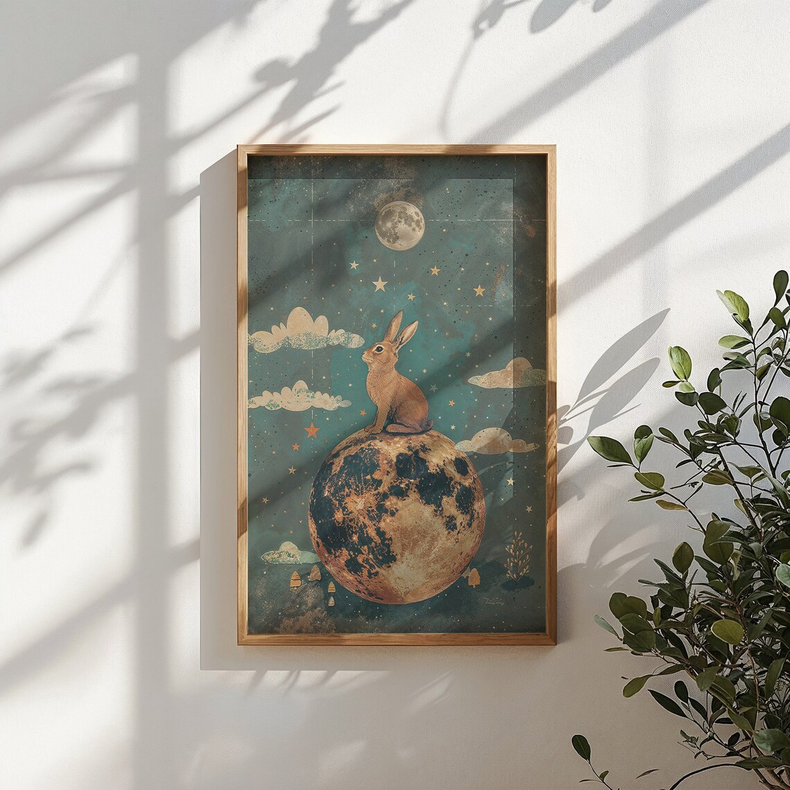 Rabbit Moon Art Print, Celestial Nursery Decor - Image 5