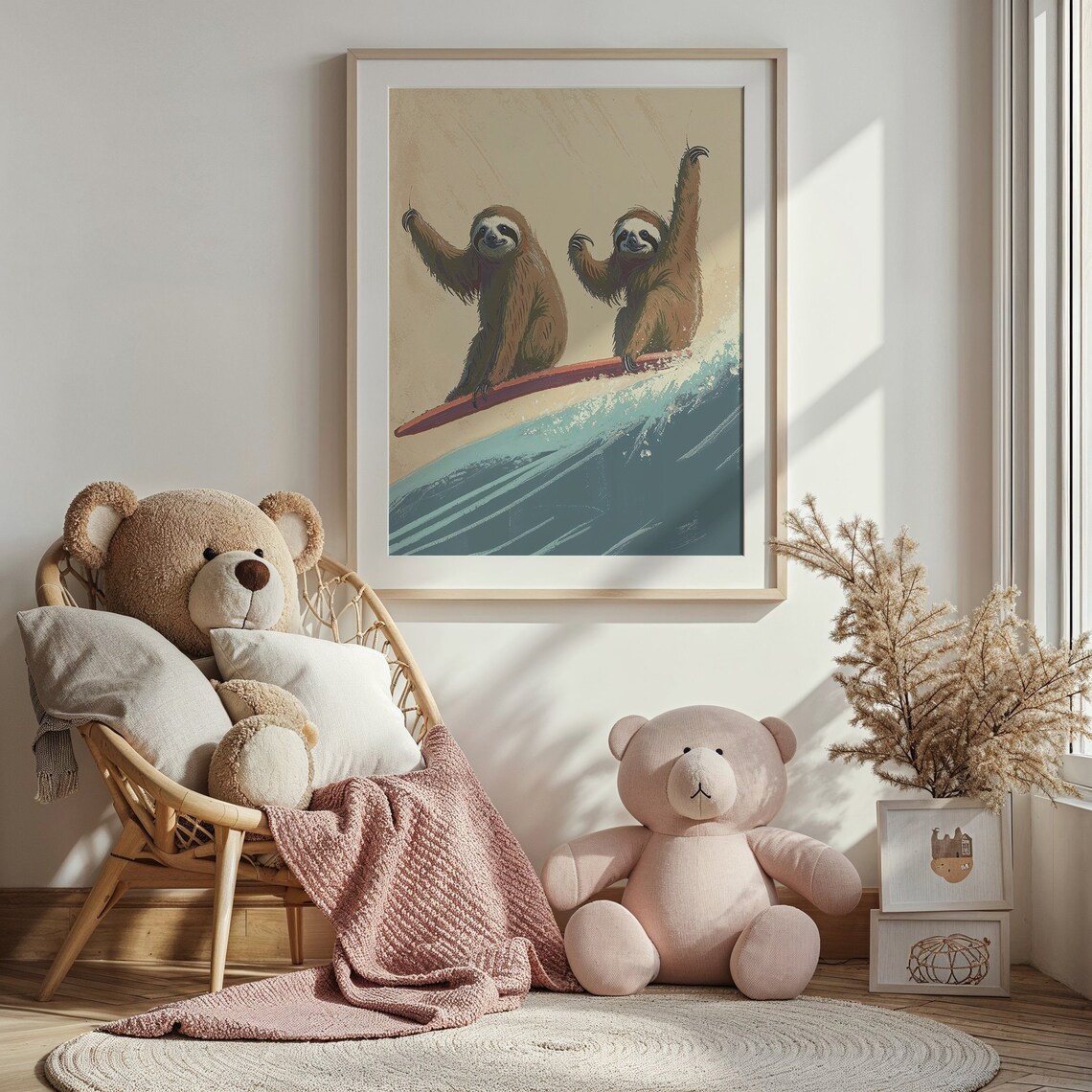 Sloth Surfing Nursery Art Print, Nautical Ocean Theme - Image 3