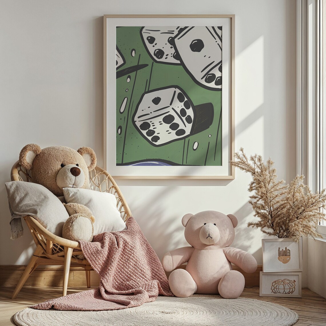Rolling Dice Green Felt Pop Art Casino Game Room Wall Poster - Image 3
