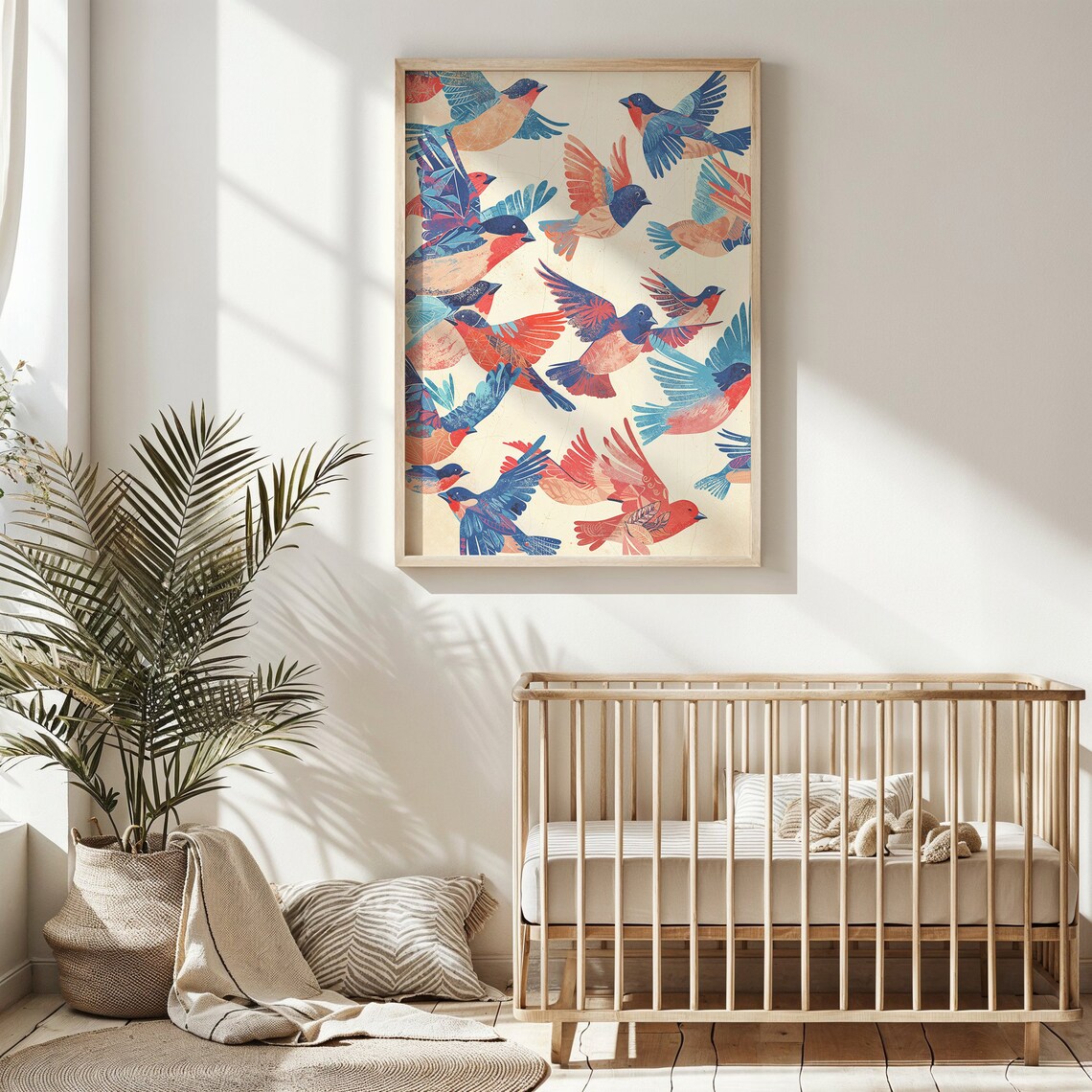 Bird Flock Art Print, Nursery Wall Art Decor