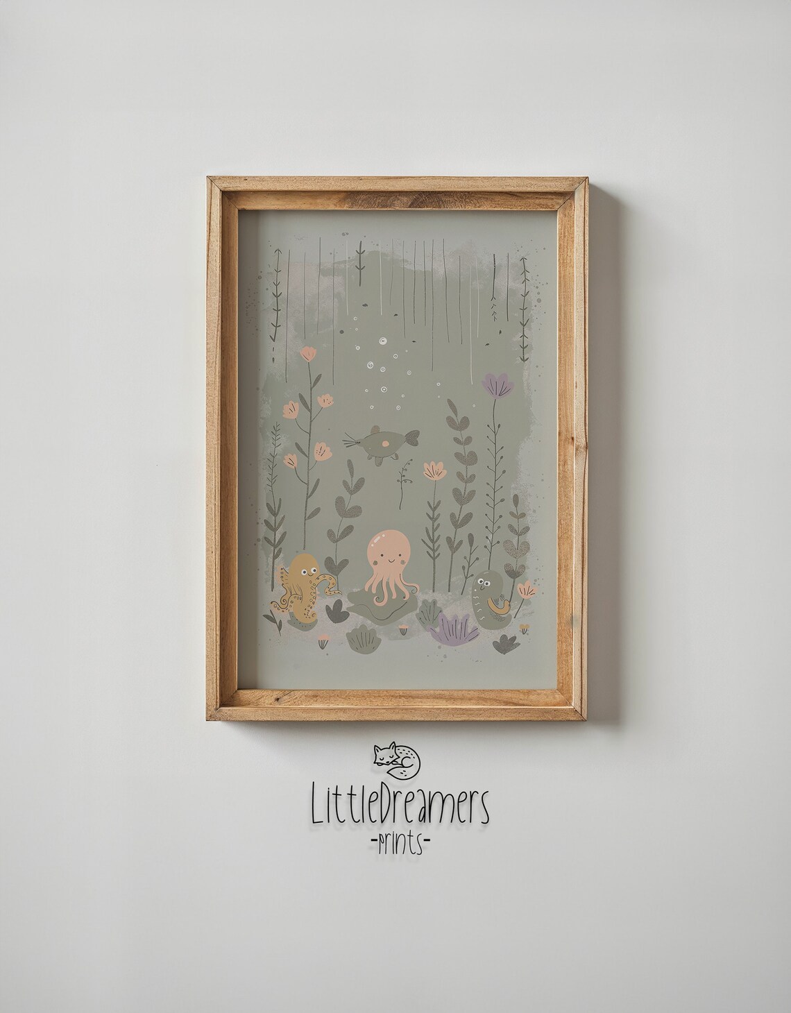 Underwater Ocean Animals Nursery Wall Art Print, Neutral Tones - Image 5