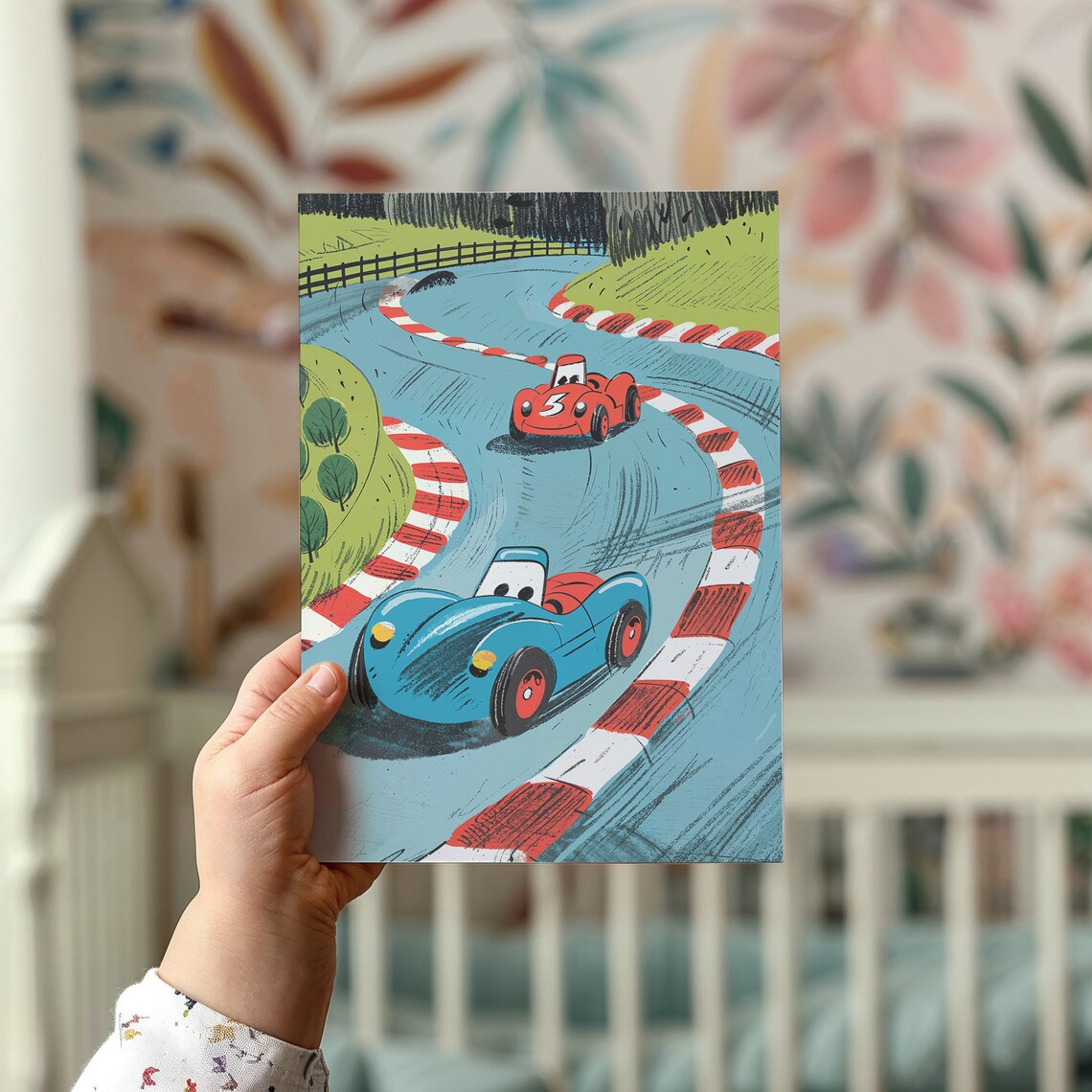 Cartoon Vintage Race Cars Winding Track Kids Boys Room Racing Poster - Image 2
