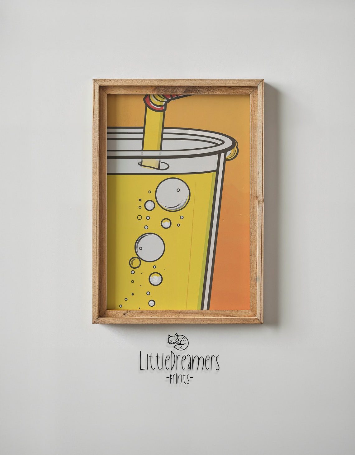 Pop Art Fizzy Drink Cup Poster Bold Yellow Orange Retro Kitchen Art - Image 6