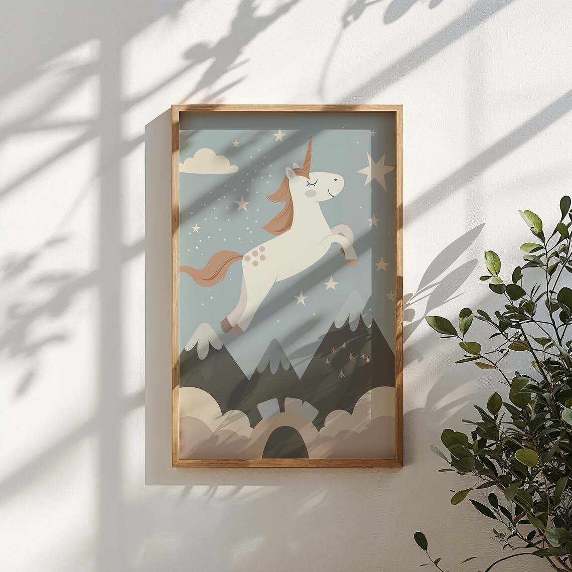 Unicorn Nursery Art Print, Mountain Fantasy Scene - Image 5