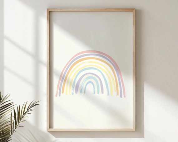 Pastel Rainbow Print Nursery Wall Art Kids Room Decor Modern Rainbow Poster Baby Shower Gift Playroom Wall Art Instant