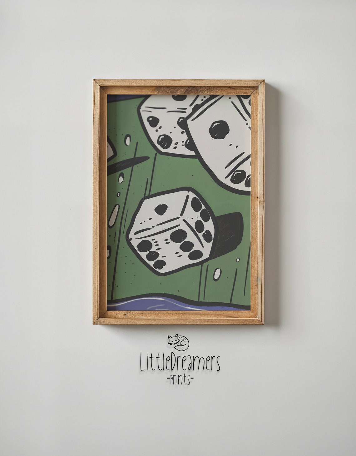 Rolling Dice Green Felt Pop Art Casino Game Room Wall Poster - Image 6
