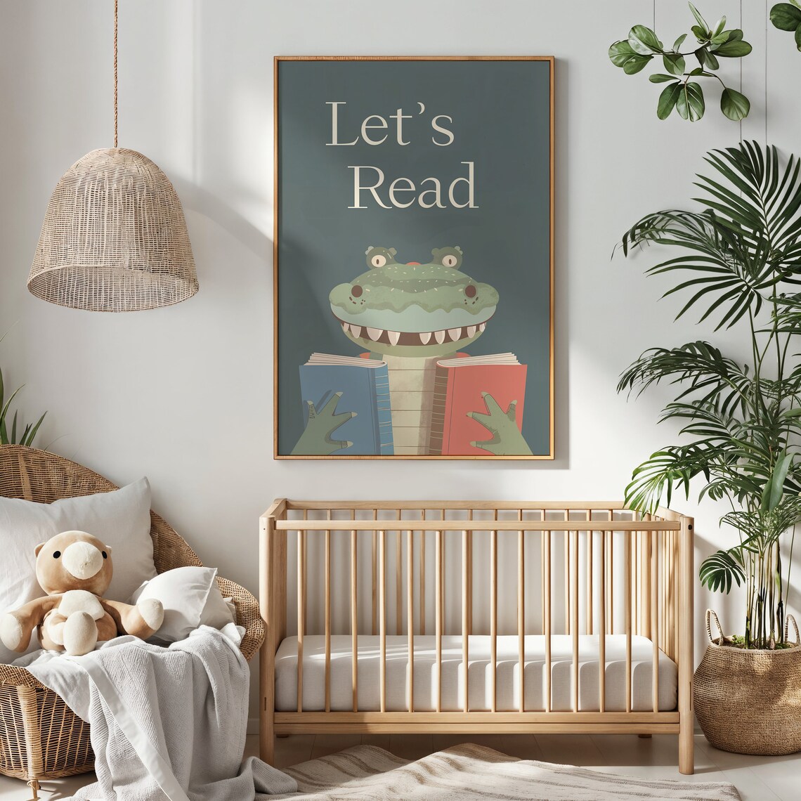 Reading Alligator Nursery Art Print for Young Readers - Image 3