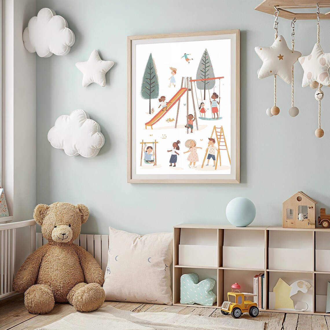 Playground Fun Children Playing Art Print for Nursery - Image 2