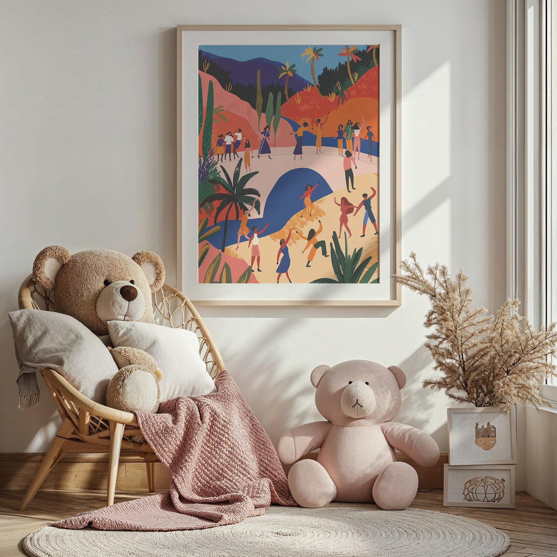 Tropical Beach Party Dancers Red Mountains Palm Kids Wall Poster - Image 2