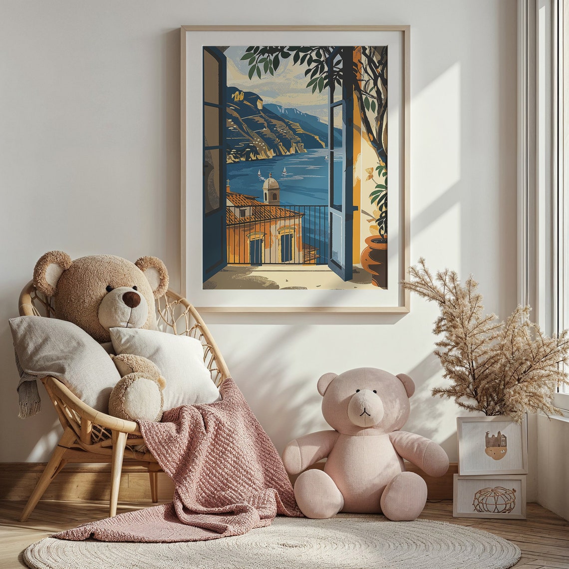 Mediterranean Balcony Sea View Window Coast Mountains Travel Poster - Image 5