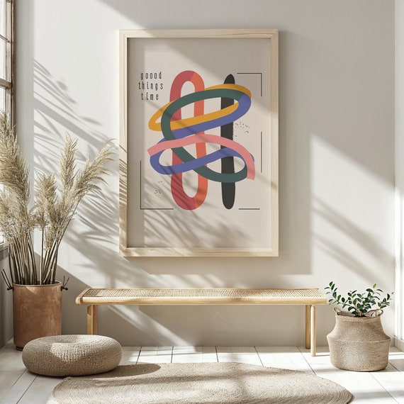 Abstract Geometric Shapes Wall Art Modern Nursery Decor Kids Room Poster Pastel Color Playroom Art Gift