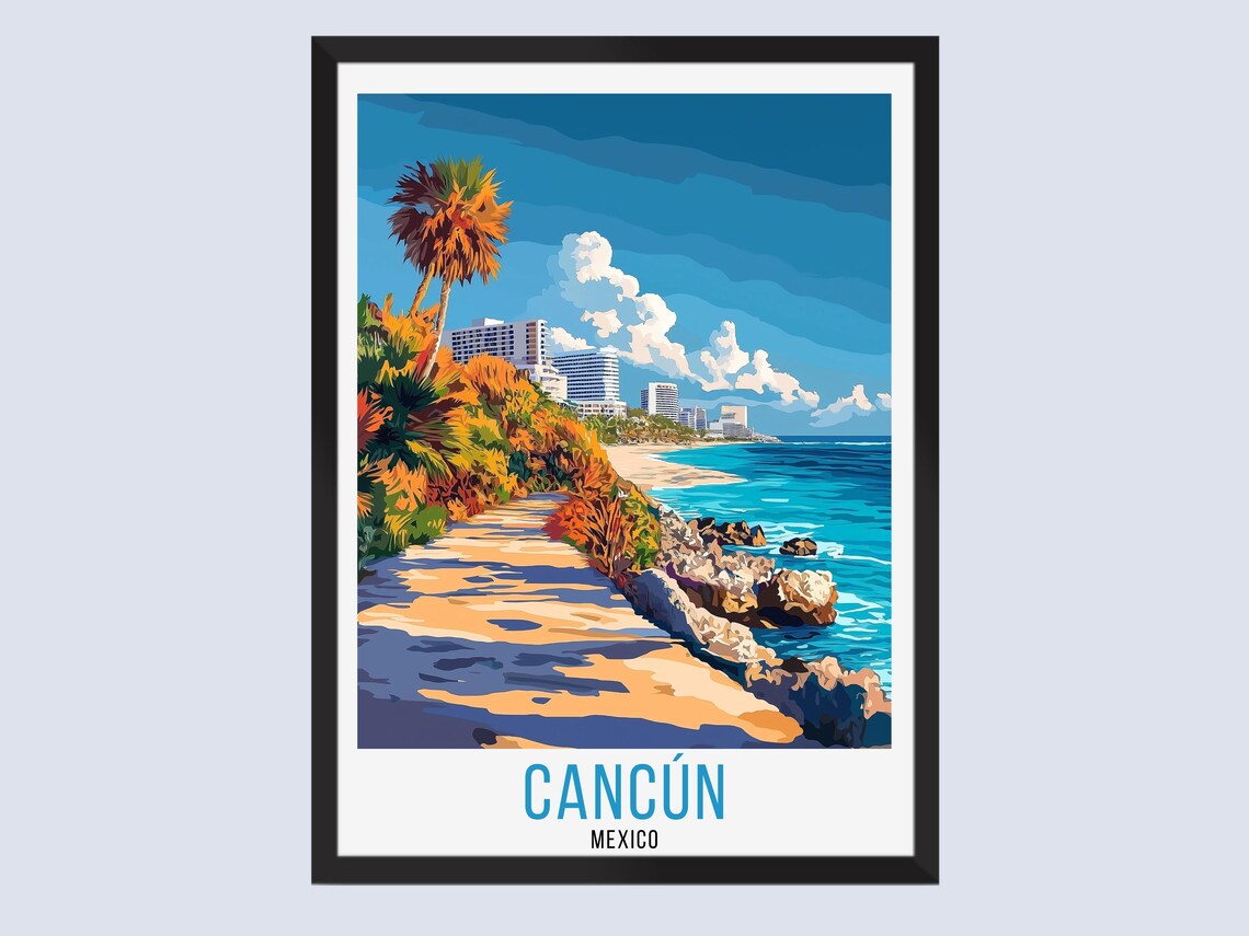 Cancn Travel Poster Mexico Print Wall Art Home Decor Gifts Rolled
