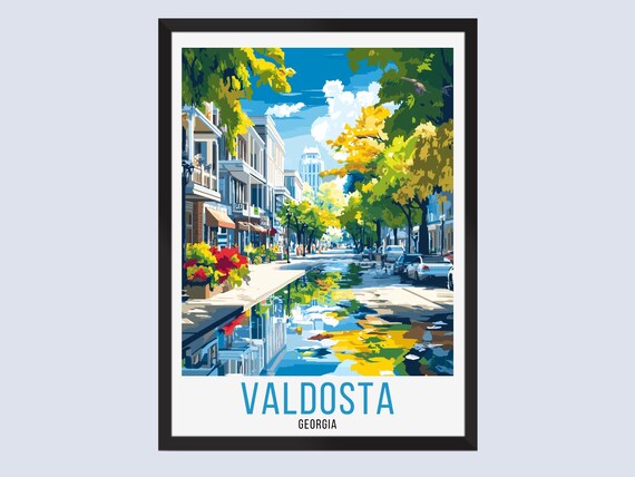 Valdosta Georgia Vintage Downtown Street Travel Poster Retro City Art